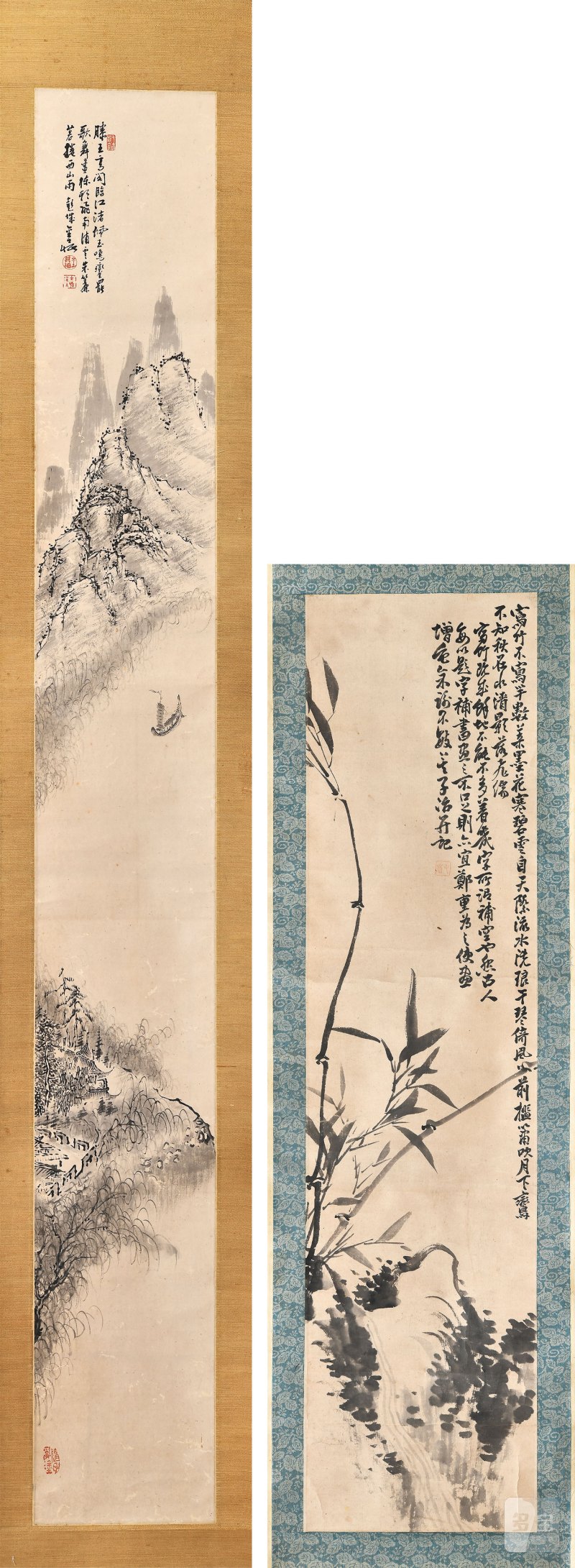 清 瞿子治、金士恒画两幅 - 图1